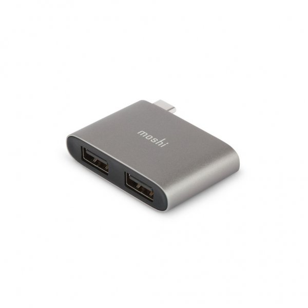 Moshi USB-C–kaksois-USB-A-adapteri titaaninharmaa