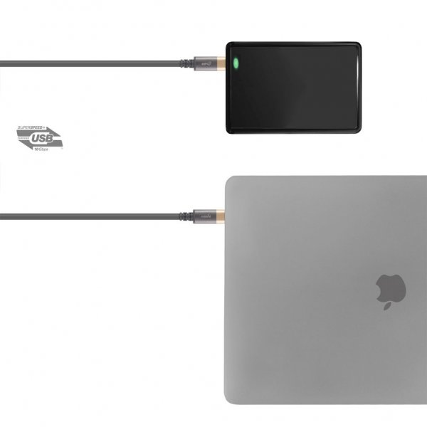 Moshi USB-C/USB-C-näyttökaapeli 1 m, harmaa/kulta