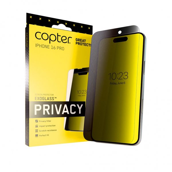 Copter iPhone 16 Pro näytönsuoja Exoglass Flat Privacy
