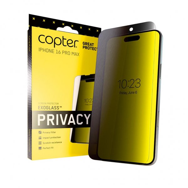 Copter iPhone 16 Pro Max -näytönsuoja Exoglass Flat Privacy