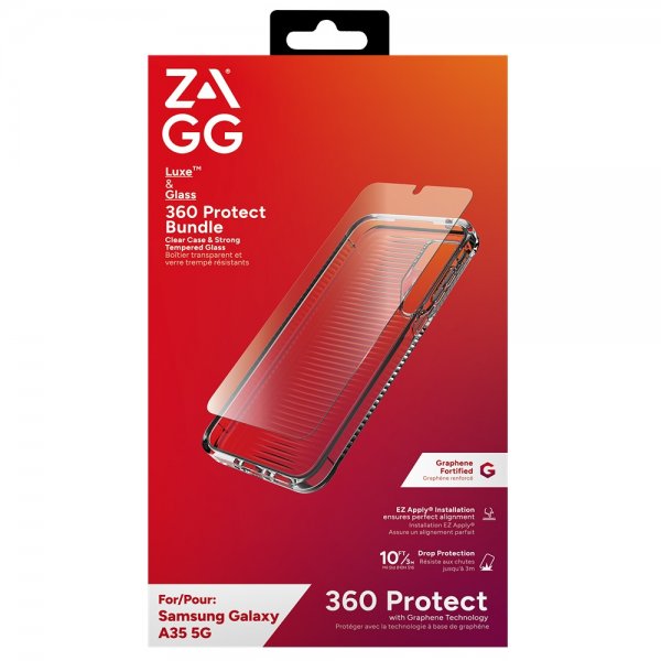 ZAGG Samsung Galaxy A35 -suojakuori ja näytönsuoja, Luxe & Glass 360 Protect Bundle