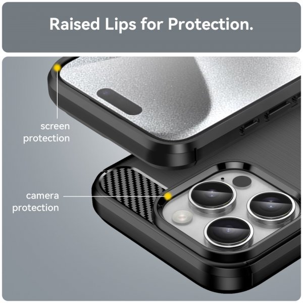 iPhone 16 Pro Kuori Harjattu Hiilikuitukuvio Musta