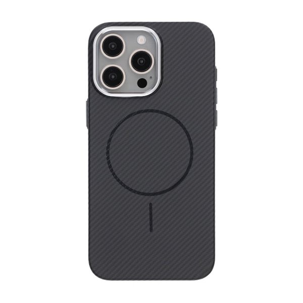 iPhone 15 Pro Max Kuori Hiilikuitukuvio MagSafe Musta