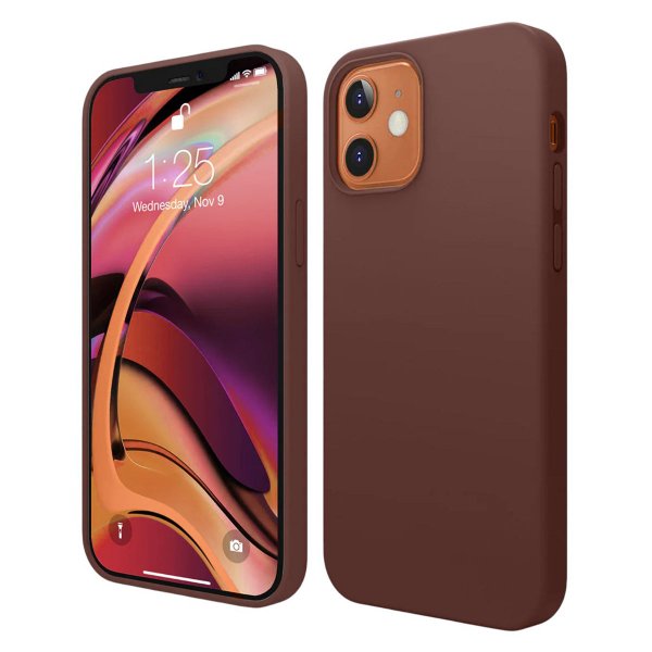 Rvelon iPhone 12/iPhone 12 Pro -kuori silikoni MagSafe ruskea