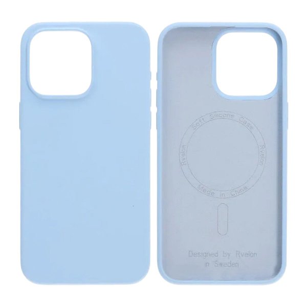 Rvelon iPhone 15 Pro Max Kuori Silikoni MagSafe Vaaleansininen