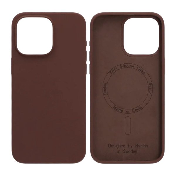 Rvelon iPhone 15 Pro Max Silikonikuori MagSafe Ruskea