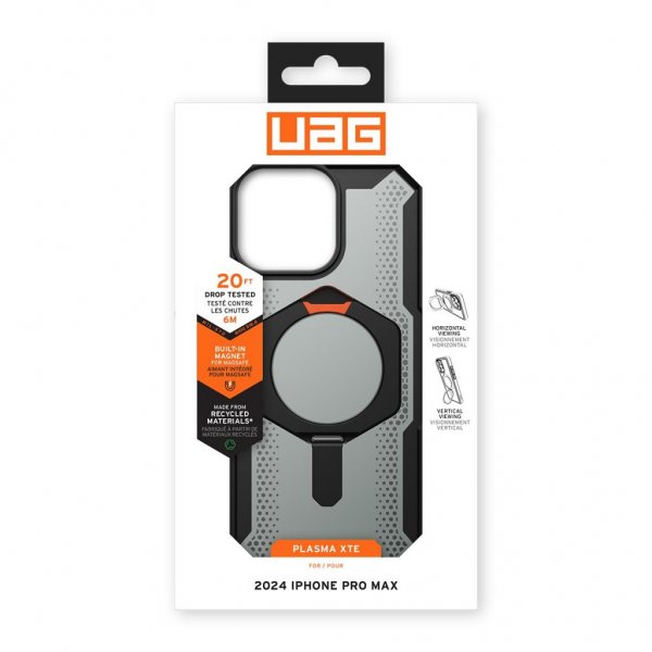 Urban Armor Gear (UAG) iPhone 16 Pro Max -suojakuori Plasma XTE MagSafe musta oranssi