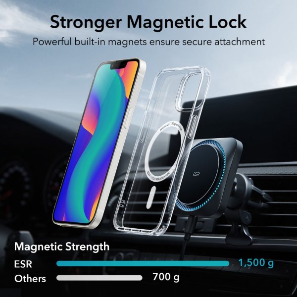 ESR iPhone 13/iPhone 14 Classic Hybrid HaloLock läpinäkyvä kuori