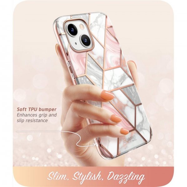 Supcase iPhone 14 Plus -kuori Cosmo Pink Marble