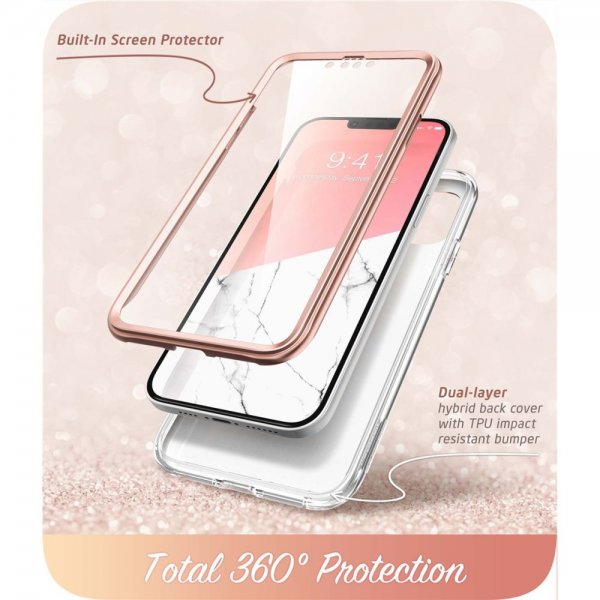 Supcase iPhone 14 Plus -kuori Cosmo Pink Marble