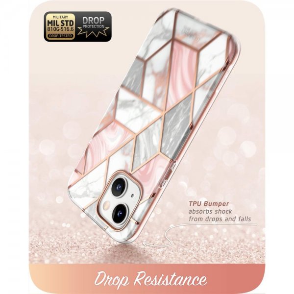 Supcase iPhone 14 Plus -kuori Cosmo Pink Marble