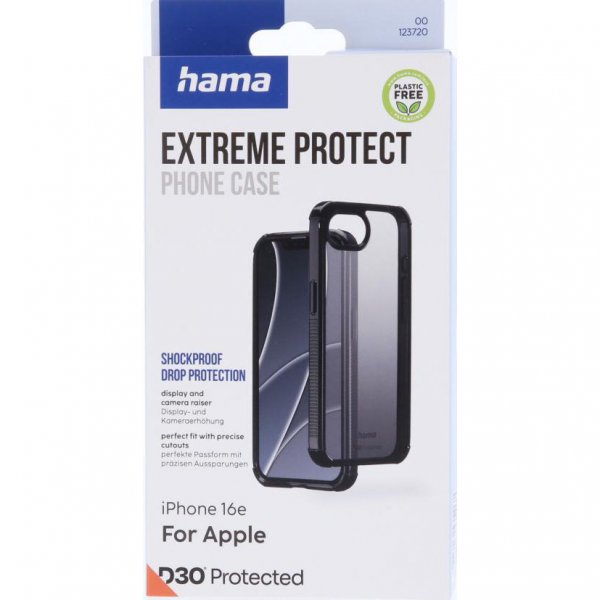 Hama iPhone 16e/17e Extreme Protect -kuori, musta