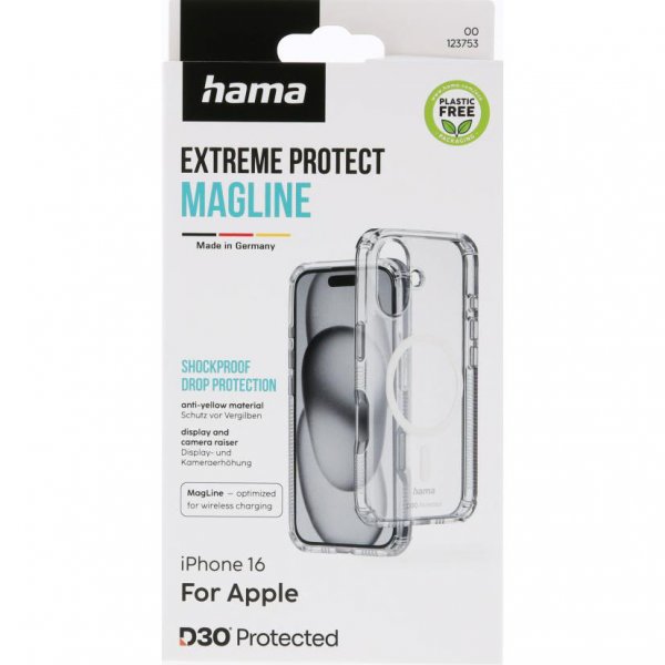 Hama iPhone 16 Extreme Protect MagLine -suojakuori, läpinäkyvä
