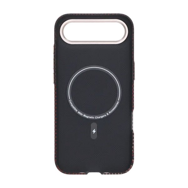 iPhone Air -kuori, aramidikuitu, MagSafe, punainen ruudukko