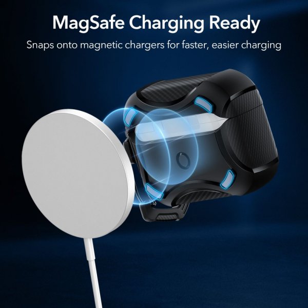 ESR AirPods Pro/AirPods Pro 2 Kuori Cyber Tough HaloLock Musta