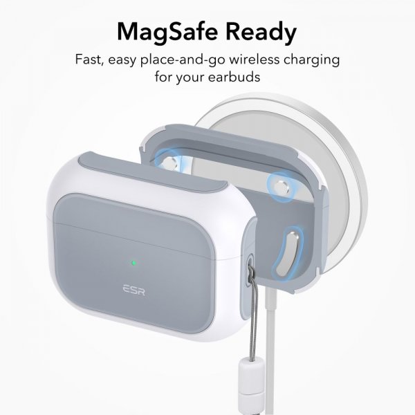 ESR AirPods Pro/AirPods Pro 2 Kuori Orbit Hybrid HaloLock Valkoinen