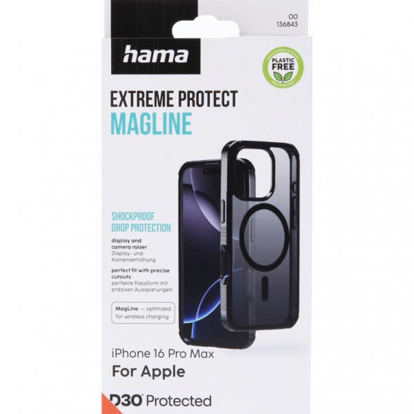 Hama iPhone 16 Pro Max Extreme Protect MagLine -suojakuori, musta