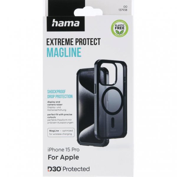 Hama iPhone 15 Pro -suojakuori Extreme Protect MagLine musta