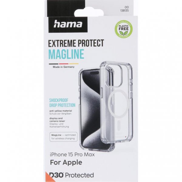 Hama iPhone 15 Pro Max Extreme Protect MagLine -kuori, läpinäkyvä