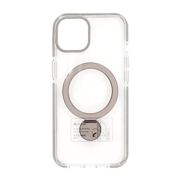 iPhone 13/iPhone 14 Kuori Sormusteline MagSafe Musta Läpinäkyvä