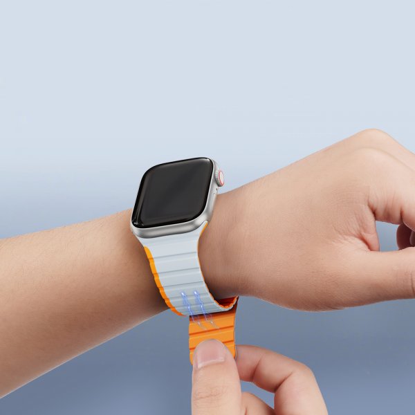 Dux Ducis Apple Watch 38/40/41/42mm ranneke LD Series harmaa oranssi