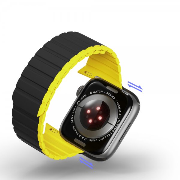 Dux Ducis Apple Watch 38/40/41/42mm ranneke LD Series, musta/keltainen