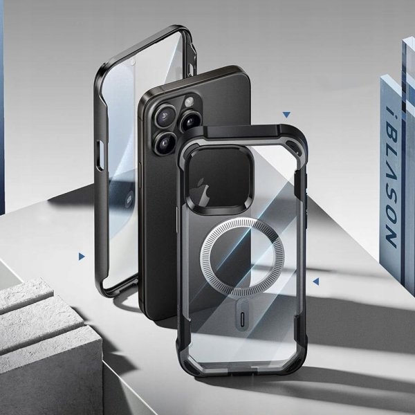 Supcase iPhone 15 Pro Max Kuori Ares Mag Musta