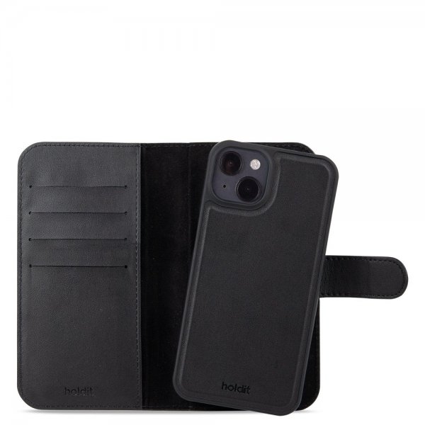 holdit iPhone 13/iPhone 14 Kotelo Lompakkokotelo Magnet Plus Musta