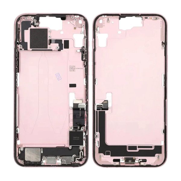 Keskikehys pikkutarvikkeilla iPhone 15 Plussalle - Pinkki OEM
