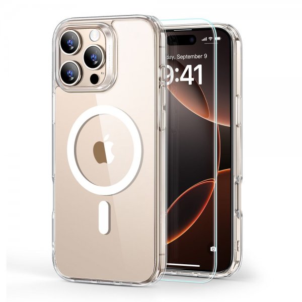 ESR iPhone 16 Pro Max -suojakuori ja -näytönsuoja Classic Hybrid MagSafe Set läpinäkyvä