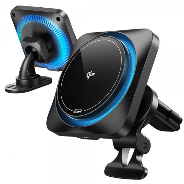 ESR Autoteline Qi2 Air Vent/Dashboard Wireless Car Charger CryBoost HaloLock, musta