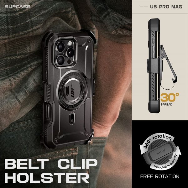 Supcase iPhone 16 Pro Max -suojakuori UB Pro MagSafe Musta