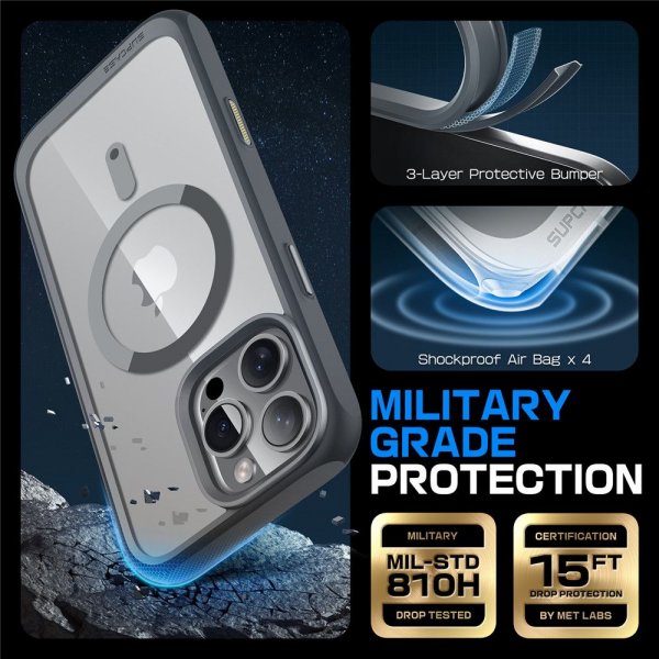 Supcase iPhone 16 Pro Max -suojakuori UB Mag Harmaa