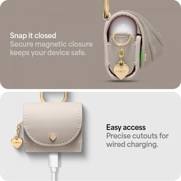 Spigen AirPods 4 -kotelo, Cyrill Mini Bag, beige