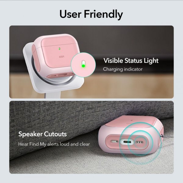ESR AirPods 4 Kotelo Orbit Hybrid HaloLock Vaaleanpunainen