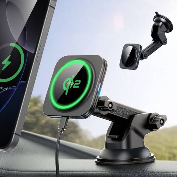 ESR Autoteline Qi2 Kojelauta Langaton Autolaturi HaloLock Musta