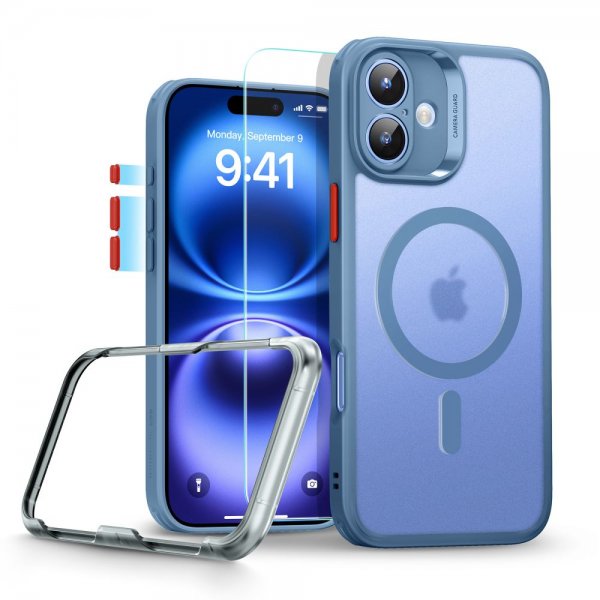ESR iPhone 16 -kuori ja näytönsuoja Classic Pro MagSafe -setti, sininen