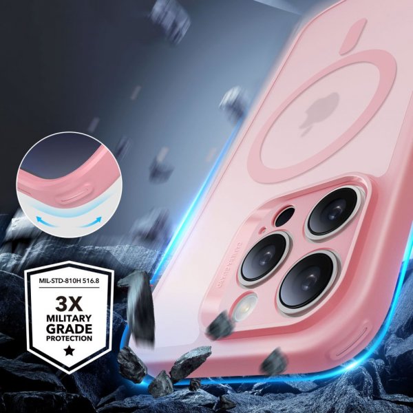 ESR iPhone 16 Pro Max -kuori ja näytönsuoja Classic Pro MagSafe -setti, pinkki