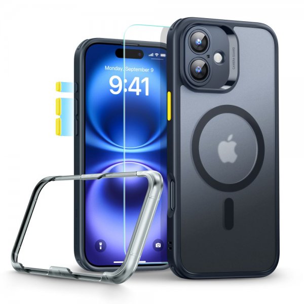 ESR iPhone 16 -kuori ja näytönsuoja Classic Pro MagSafe Set, musta
