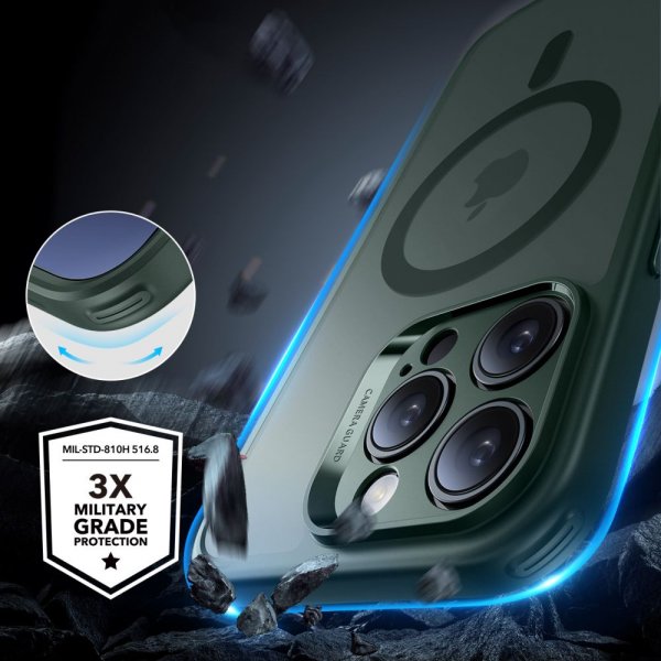ESR iPhone 16 Pro Max -kuori ja -näytönsuoja Classic Pro MagSafe -setti vihreä