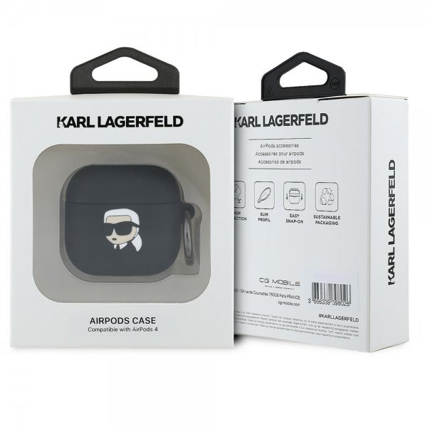 Karl Lagerfeld AirPods 4 -kuoret Karl 3D musta