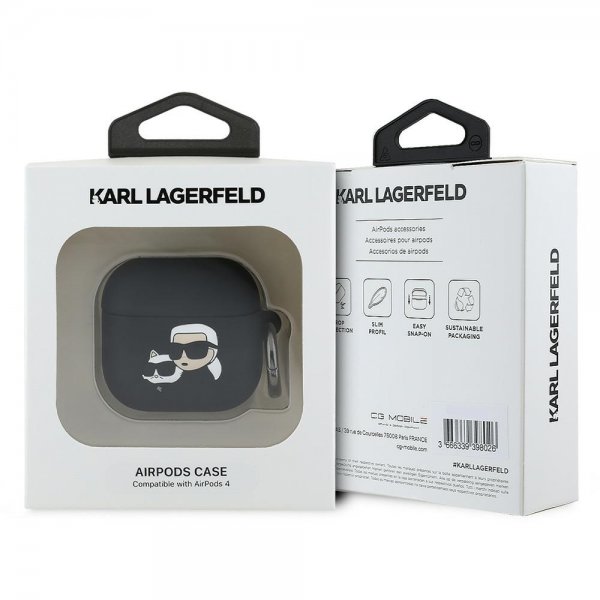 Karl Lagerfeld AirPods 4 -kuori Karl & Choupette 3D Musta