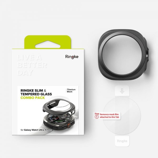 Ringke Samsung Galaxy Watch Ultra 47mm kuori ja näytönsuoja Slim & Glass musta
