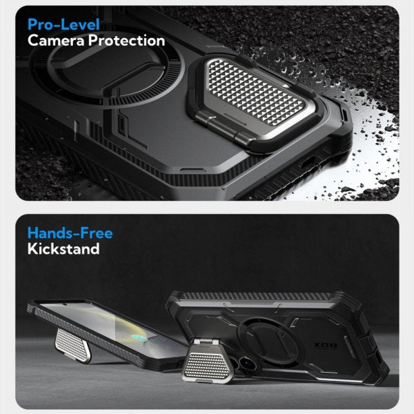 Supcase Samsung Galaxy S25 -suojakuori ArmorBox MagSafe Musta
