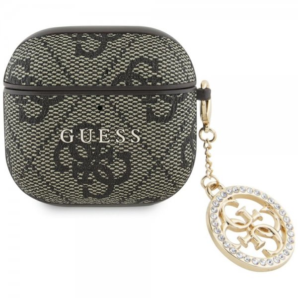 Guess AirPods 4 Classic Logo 4G Charm Ruskea kotelo
