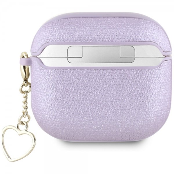 Guess AirPods 4 Kotelo Metallic Script Charm Lila