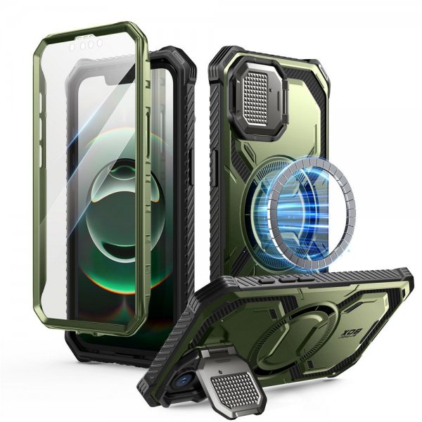 Supcase iPhone 16e/iPhone 17e Kuori ArmorBox MagSafe Vihreä