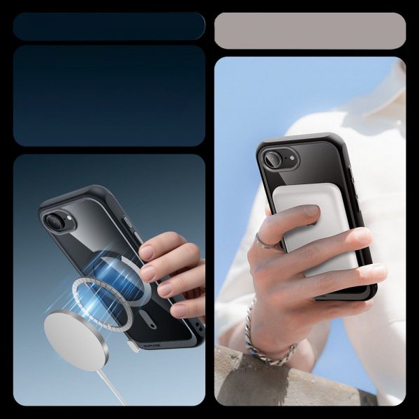 Supcase iPhone 16e/iPhone 17e -kotelo UB Mag, musta