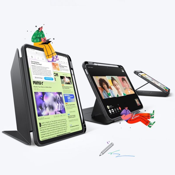 ESR iPad 10.9 (10. sukupolvi)/iPad 11 (A16) kotelo Flip Hybrid Musta