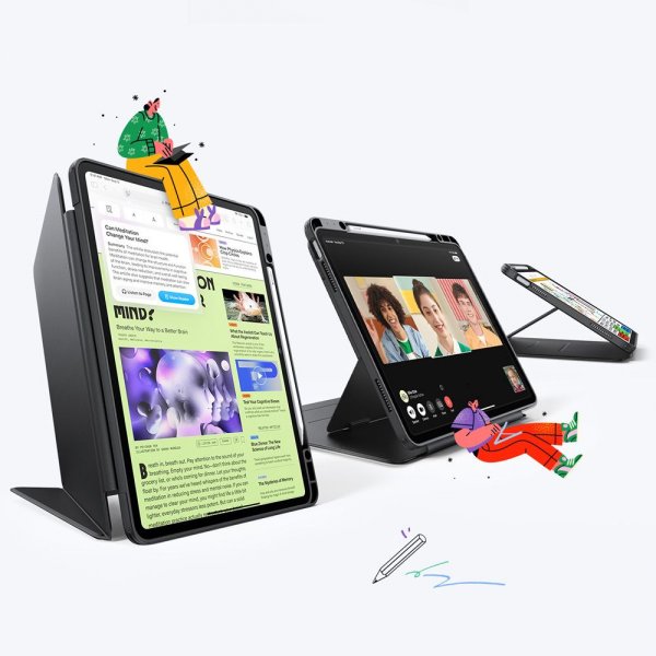 ESR iPad Air 13 (M2/M3/M4) Suojakotelo Flip Hybrid Musta